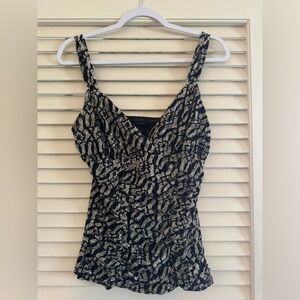 Sexy black and cream ruched camisole blouse - Express